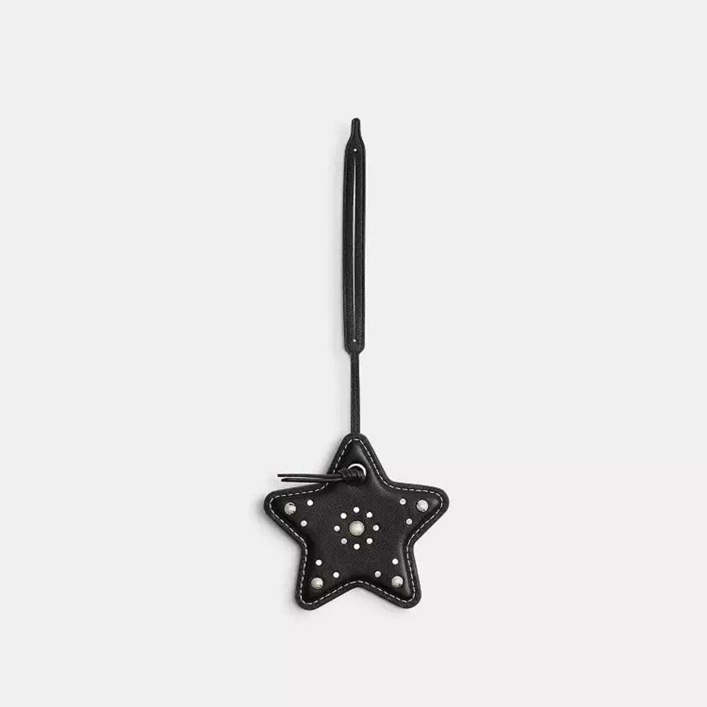Coach Coachtopia Star Bag Charm Leather Polished Rivets -nwt